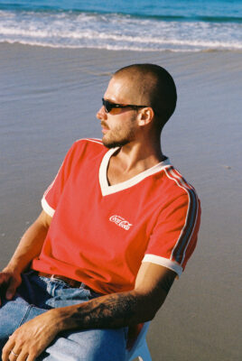 model bruno wearing coke x svs shirt