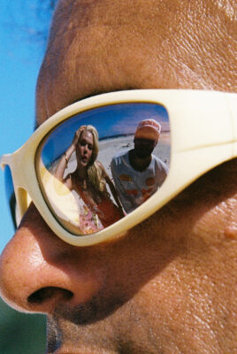 models ayla and bruno in reflection of sunglasses